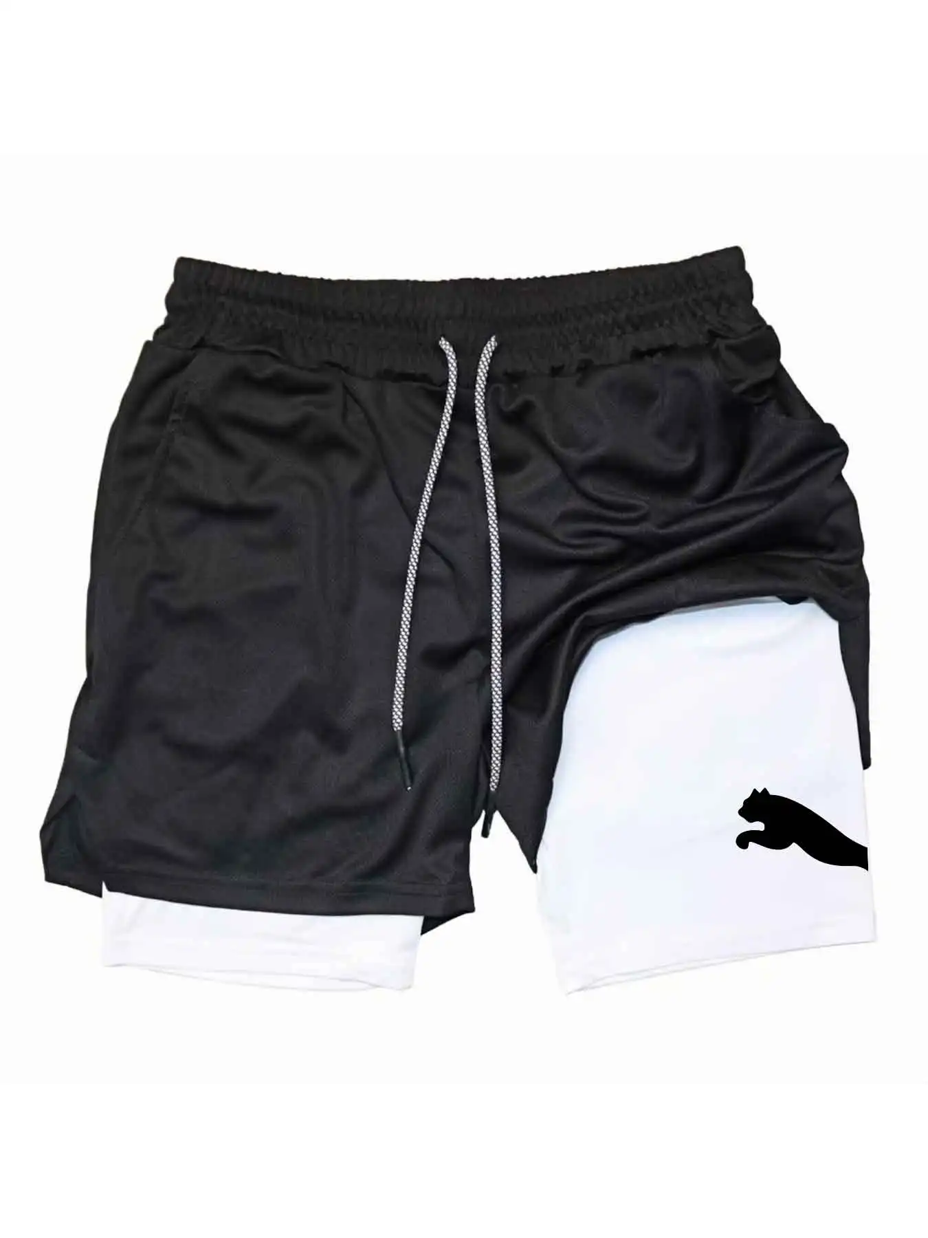 Running Gear Men - شورت رياضي مطبوع 2 في 1