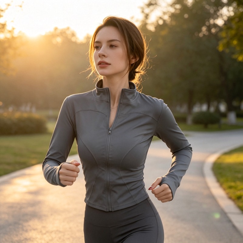سترة يوغا نسائية ضيقة بأكمام ط - مراجعة Reflective Running Jacket وسعره