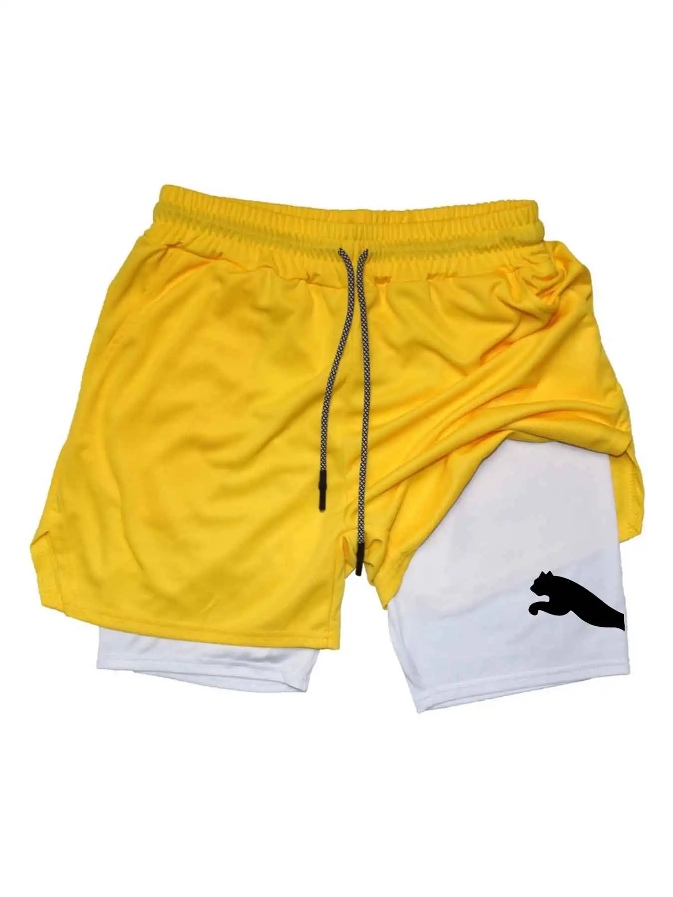 شورت رياضي مطبوع 2 في 1 للجيم  - مراجعة Running Gear Men وسعره