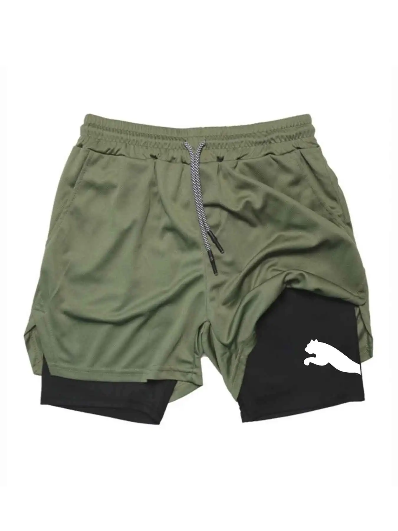 شورت رياضي مطبوع 2 في 1 للجيم  - مراجعة Running Gear Men وسعره